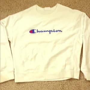 A white champion sweatshirt